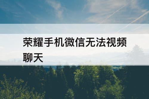 荣耀手机微信无法视频聊天