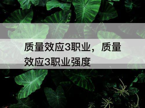 质量效应3职业，质量效应3职业强度