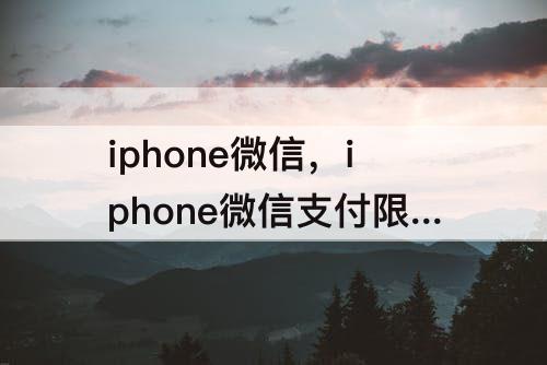 iphone微信，iphone微信支付限额怎么设置