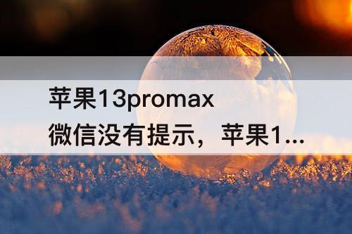 苹果13promax微信没有提示，苹果13promax微信没有提示音了怎么办