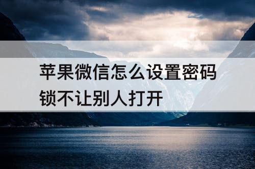 苹果微信怎么设置密码锁不让别人打开