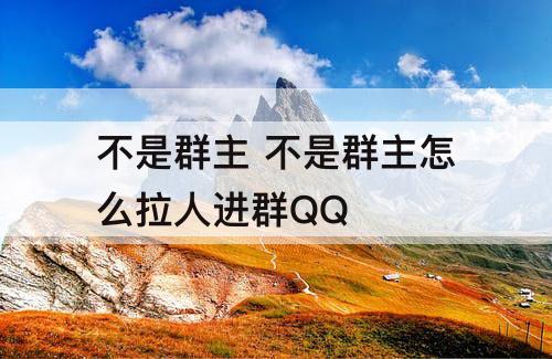 不是群主 不是群主怎么拉人进群QQ