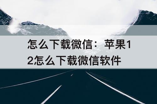 怎么下载微信：苹果12怎么下载微信软件