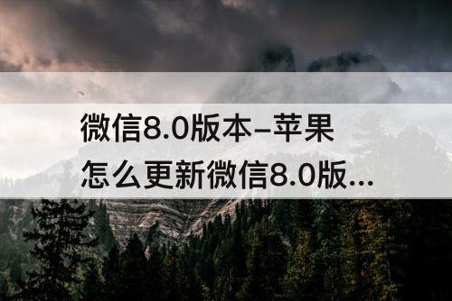 微信8.0版本-苹果怎么更新微信8.0版本