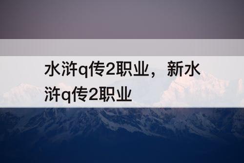 水浒q传2职业，新水浒q传2职业