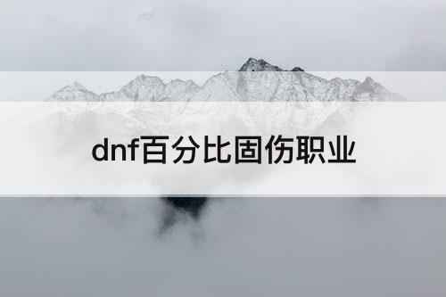 dnf百分比固伤职业