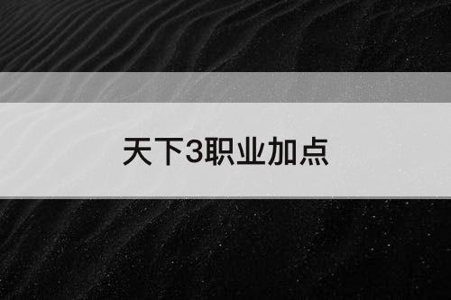 天下3职业加点