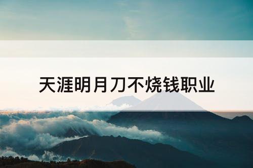天涯明月刀不烧钱职业