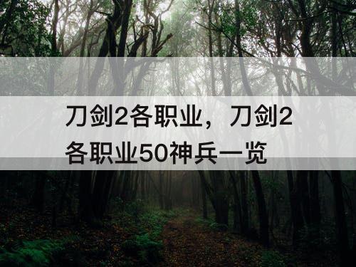 刀剑2各职业，刀剑2各职业50神兵一览