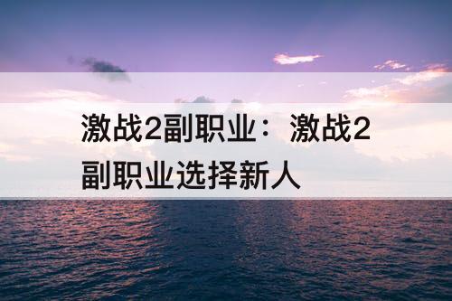 激战2副职业：激战2副职业选择新人