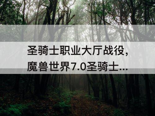 圣骑士职业大厅战役，魔兽世界7.0圣骑士职业大厅战役