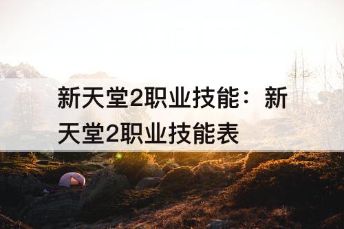 新天堂2职业技能：新天堂2职业技能表