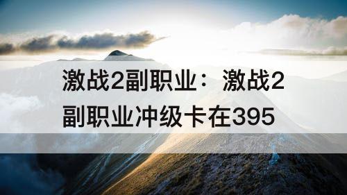激战2副职业：激战2副职业冲级卡在395