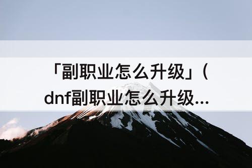 「副职业怎么升级」(dnf副职业怎么升级最快)
