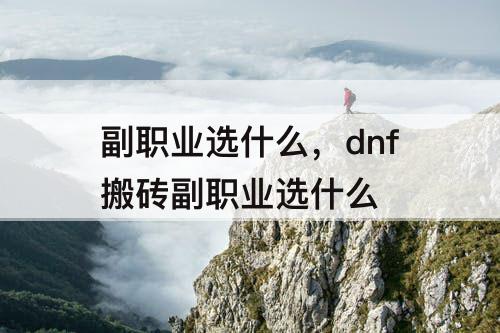 副职业选什么，dnf搬砖副职业选什么
