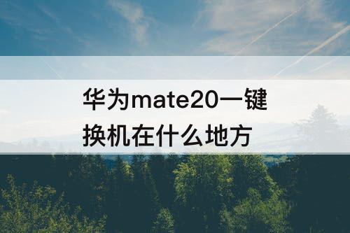 华为mate20一键换机在什么地方