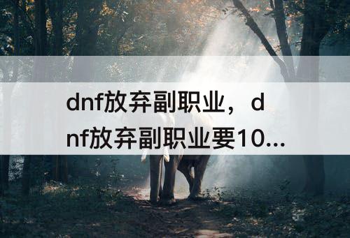 dnf放弃副职业，dnf放弃副职业要1000w金币