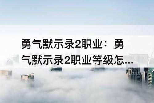 勇气默示录2职业：勇气默示录2职业等级怎么刷