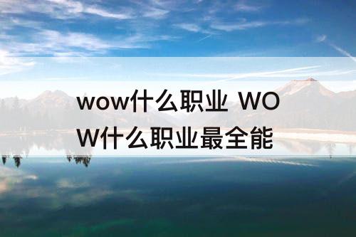 wow什么职业 WOW什么职业最全能