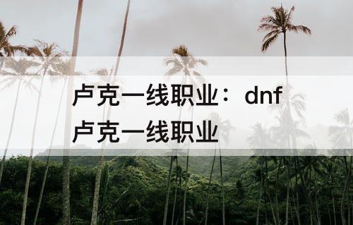 卢克一线职业：dnf卢克一线职业