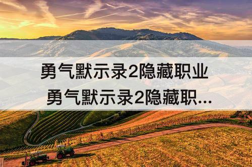 勇气默示录2隐藏职业 勇气默示录2隐藏职业技能