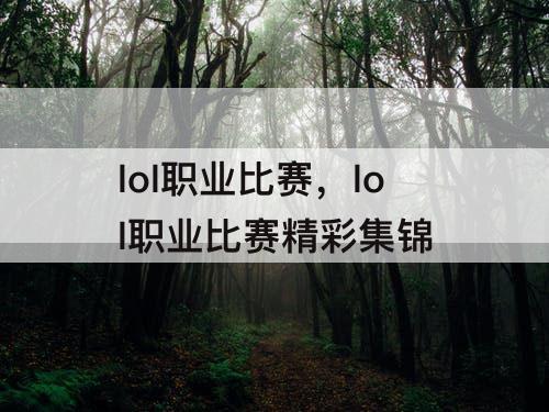 lol职业比赛，lol职业比赛精彩集锦