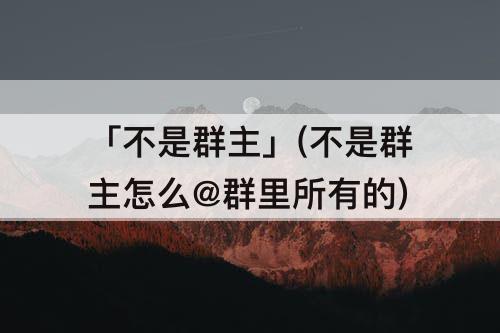 「不是群主」(不是群主怎么@群里所有的)