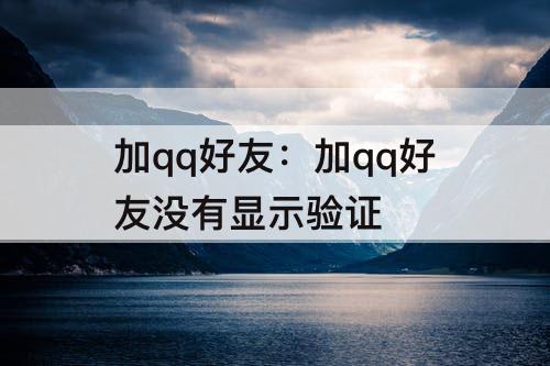 加qq好友：加qq好友没有显示验证