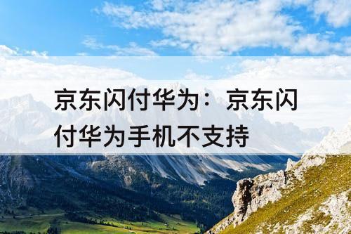 京东闪付华为：京东闪付华为手机不支持
